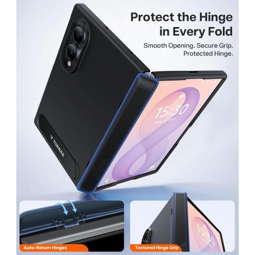 TORRAS for Samsung Galaxy Z Fold 8 Case, Magnetic & Flush Stand, Black