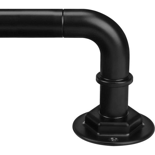 Byondeth Curtain Rods for Windows 16 to 144 Inches Adjustable Blackout Wrap Around 1 Inch Diameter Curtain Rod, Black