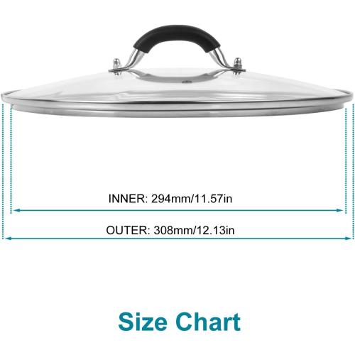 12 Inch Pan Lid - Glass Lid with Stainless Steel Handle for Frying Pan and Pots (12 Lid)