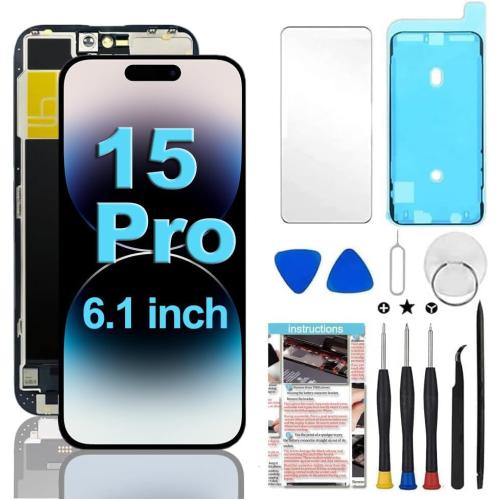 Fixerman for iPhone 15 Pro Screen Replacement 6.1 inch Full HD, 3D Touch LCD Display Digitizer Assembly with Repair Tools - Model A2848, A3101, A3104, A3102