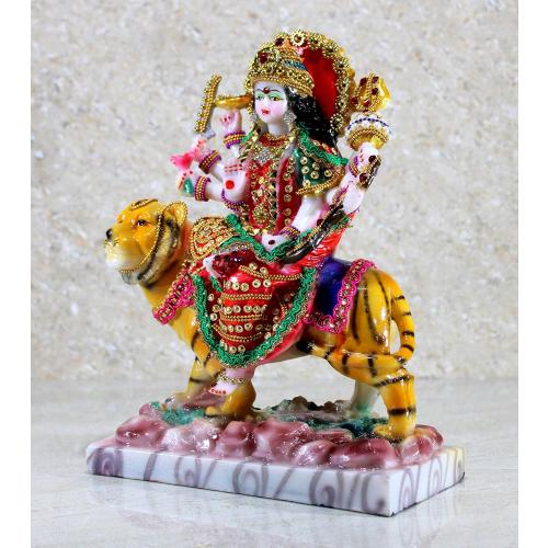 Esplanade Maa Durga MATA Rani Murti Idol Statue Sculpture for Home Mandir - Resin - 10 Inches - Multi