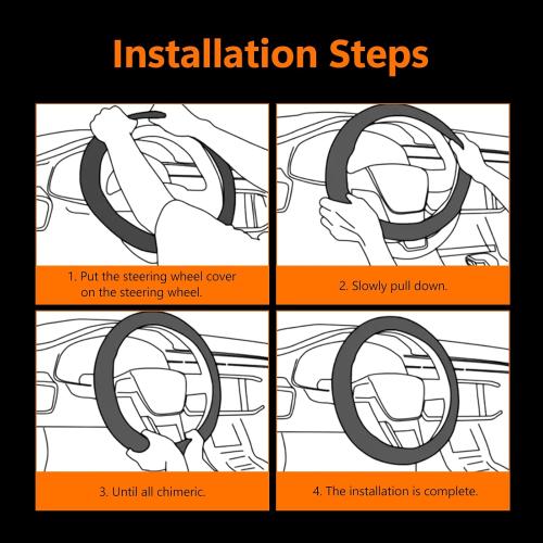 QODOLSI 1 Pack Car Breathable Steering Wheel Cover, Wear -Resistant Steering Wheel Sleeve, Carbon Fiber Non-Slip Steering Wheel Protector, Four Seasons Universal Steering Wheel Set (D -Shaped)