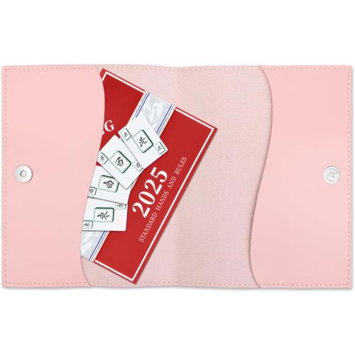 Windspeed 11.4x7 in Leather Card Sleeve for Mahjong Card Holder Leather Mahjong Scorecard Card Folio Pouch 2 pieces(Pink)
