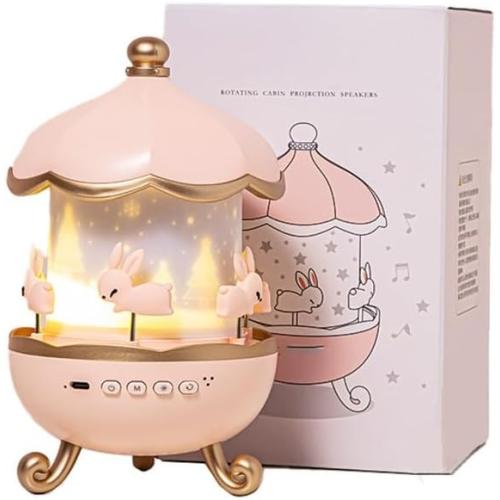 Star Projector Night Light with Music Box Shape 12 Dynamic Visual Themes Rechargeable Battery for Bedroom Decor
