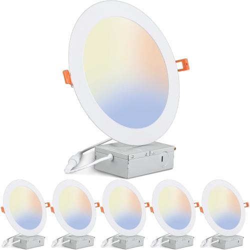6‑Packs 8 Inch Recessed Light J‑Box, Ultra‑Thin Can‑Killer Canless
