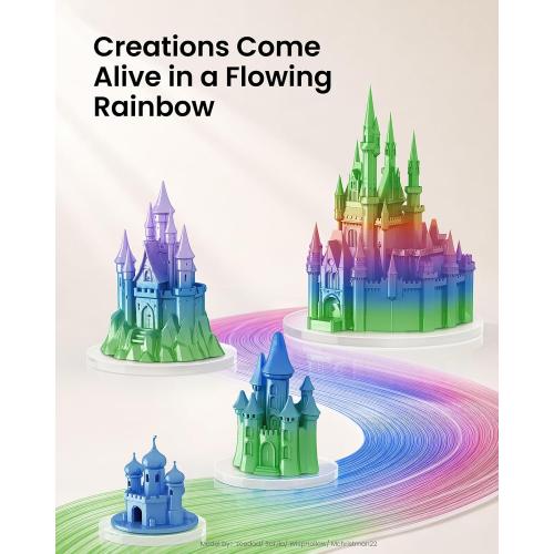 Gradient Rainbow Silk PLA, Pre-Dried Filament with Reusable Spool