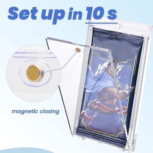 4 PCS Acrylic Booster Pack Protector-One Touch Booster Pack Magnetic Holder - UV Protection Clear Cases-Clear Hard Shell for Standard Size Trading Card Packs