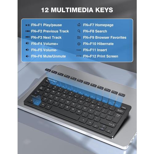 TECKNET Wireless Keyboard and Mouse Combo, Mini Cordless Computer Keyboard and Mouse Set 2.4GHz, Silent Adjustable 1600 DPI, Quiet Click, Lag-Free for Computer, Laptop, PC, Windows, Mac, Chrome OS