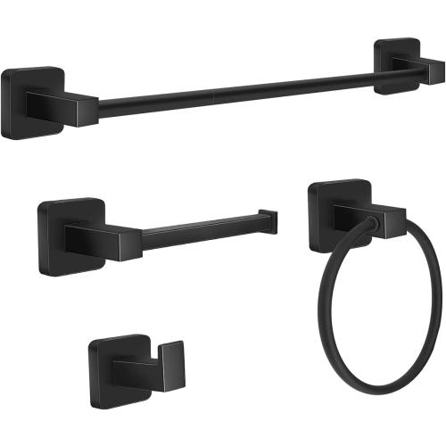 Matte Black Stainless Steel 24Inch Towel Bar Set,4 Pieces
