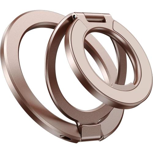 CAPRARO Magnetic Phone Ring Holder for MagSafe, Dual-Side Magnetics, 360° Rotation Gym Phone Stand Grip Ring Compatible with Magnetic Car Mount for iPhone 17/16/15/14/15 Pro Max Plus Air, Brown