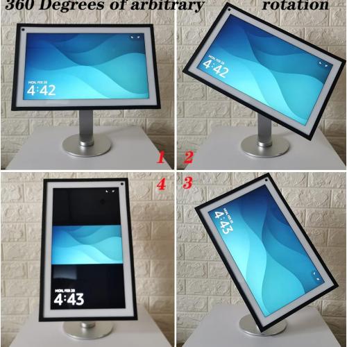 ATOPCAENRT Made for Amazon Echo Show 15 Tilt and Swivel Stand - Premium Aluminum Design, Adjustable and 360-degree Rotatable Display Screen for Portrait and Landscape Orientations Silver