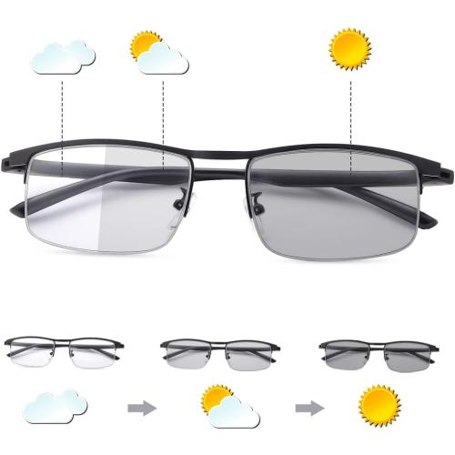 Photochromic Progressive Multifocus Reading Glasses Anti UV Sun Readers Blue Light Blocking Sunglasses for Men Women