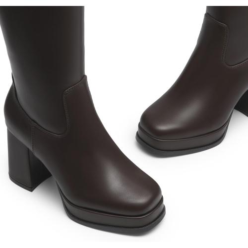 SIZE 8.5 ❗❗Athlefit Platform Knee High Boots Women Square Toe Chunky Heel Fall Boots