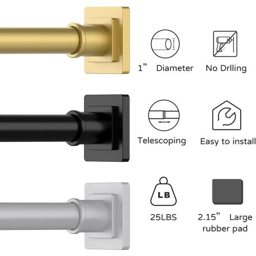 UIOSANRT Gold Shower Curtain Rod 31-79 Inches Non-Slip Shower Rod Tension Mounted No Drill Shower Curtain Rods Spring Tension Rod Adjustable Tension Curtain Rod for Windows Bathroom