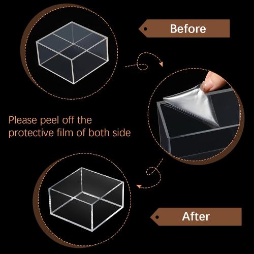 6 Pcs Acrylic Risers Cube Stands, Clear, 3 to 8 Inch, Square
