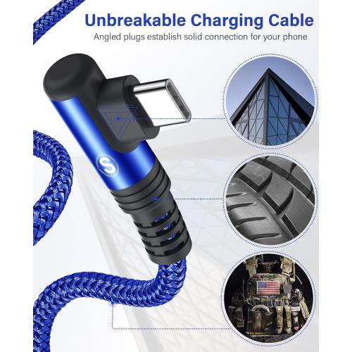 USB to USB C Cable 3.3ft 2-Pack 3.1A Fast Charging Right Angle CarPlay Cord