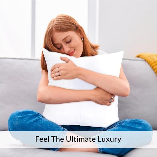 ROYALE LINENS 12 x 12 Pillow Insert - Down Alternative Throw Pillows Insert - Square Pillow Pack of 2 White - Bed & Couch Pillows - Inner Cushion for Bed, Cushion for Living Room - Shams Stuffer