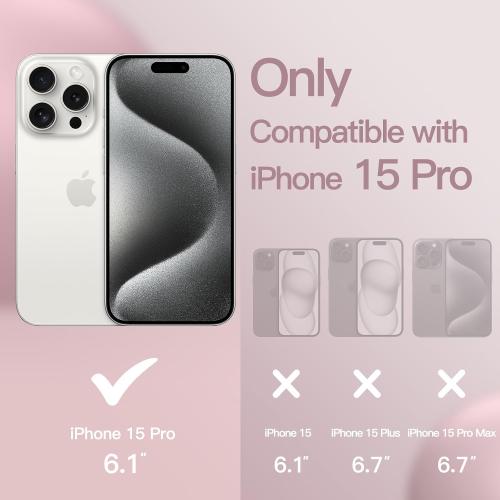 JETech Silicone Case for iPhone 15 Pro, Light Pink