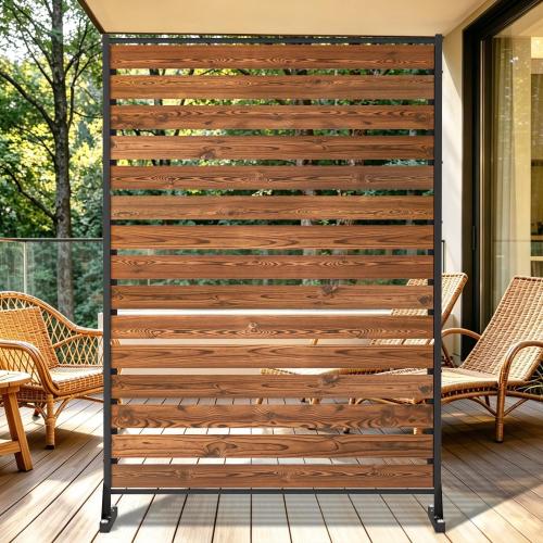 6FT Heavy Duty Wooden Privacy Screen, Upgrade Outdoor Specialty Anti-Corrosion Wood, Freestanding Privacy Fence, Balcony Patio Courtyard Outdoor Privacy Screen, Thickened and Widened Panel‼️light dirt but good condition‼️
