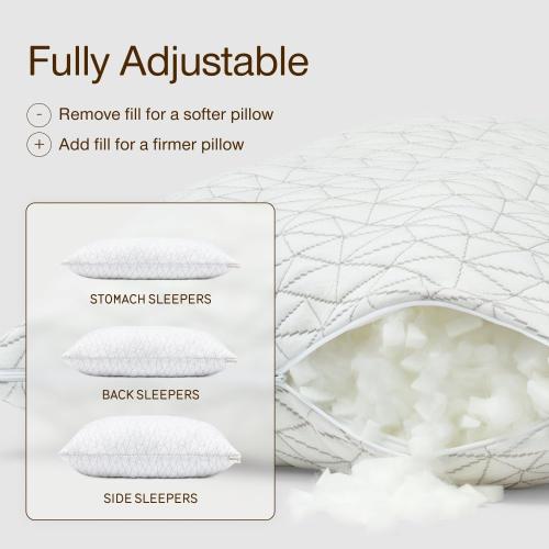 Coop Home Goods Original Adjustable Pillow, Queen Size Bed Pillows for Sleeping, Cross Cut Memory Foam Pillows - Medium Firm Back, Stomach and Side Sleeper Pillow, CertiPUR-US/GREENGUARD Gold