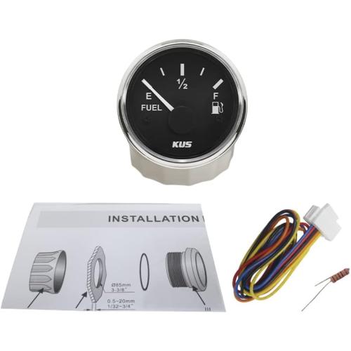 Kus Oil Fuel Level Gauge Meter Indicator 240-33ohm Signal for RV Touring Car Truck Trailer Boat with Backlight 12V 24V 52MM(2)