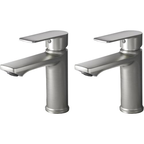 BELZ Nickel Bathroom Faucet 2 Sets,Lead-Free Single Hole Vanity Sink Faucet