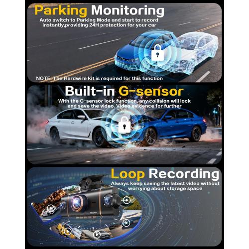 4K Dash Cam Front and Rear, WiFi Dash Camera for Cars with App
