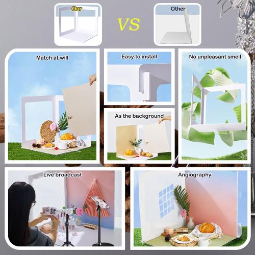 15PCS Content Creator Backdrop Photography Studio Photo Backdrops Board Kit: Portable Small Product Background Table Top Kit - Flat Lay Props for Jewelry Cosmetic Makeup 16 * 16IN Multi-Function