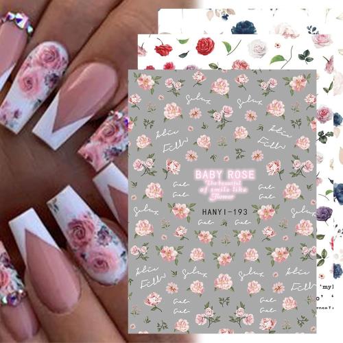 8 Sheets Multicolor Floral Nail Art Stickers & Decals for Nail Art