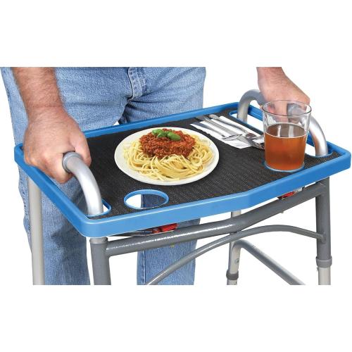 Support Plus Walker Tray Table - Mobility Table Tray for Walker, Non Slip Walker Tray Mat, Walker Accessories Mat, Cup Holder for Walker (21x16) - Royal Blue