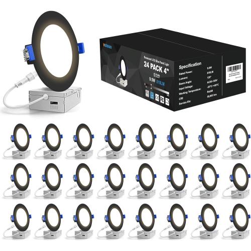 VOLISUN 24 Pack 4 inch Recessed Lighting, 5CCT, 9.5W Eqv 80W, 810LM, Black