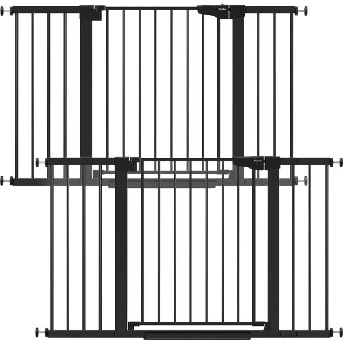 Cumbor 2 Pack 29.7-51.5 Extra Wide Baby Gate for Stairs, Easy Walk Through Dog Gates for Doorways, Pressure Mounted Pet Gate Indoor, Safety Auto-Close Child Gate for Kids with 4 Wall Cups, Black