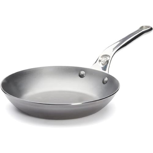 de Buyer MINERAL B Pro Carbon Steel Fry Pan - 8” Diameter, 5.5” Cooking Surface - Ideal for Searing, Sauteing & Reheating - Made in France