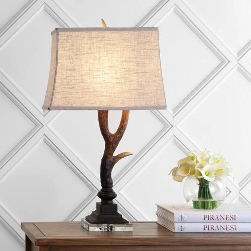 Antler 29.5 in. Rustic Resin/Crystal LED Table Lamp, Brown/Clear