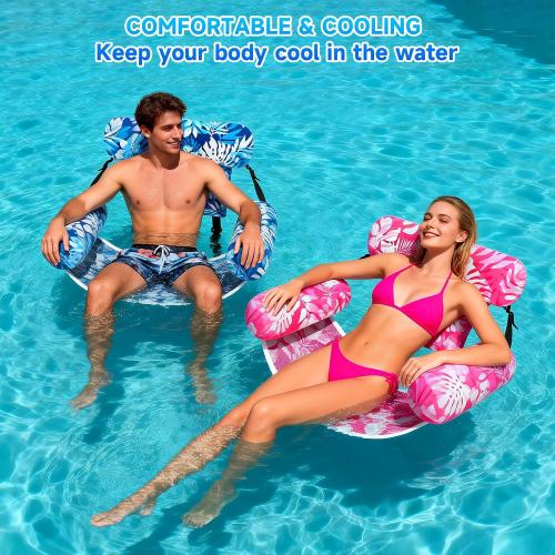 3 Pack Pool Floats Adult, Adjustable Heavy Duty Inflatable Pool Floats Chair, Portable Pool Float Lounger for Adults & Kids, Pool Floaties Noodles for Summer Pool Beach Lake Party Relaxing Fun