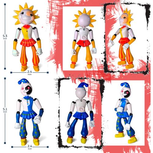Toysvill 9 PCS Inspired by Five Night Toys, Security Breach Action Figures [Springtrap, Bonnie, Roxanne Wolf, Glamrock Chica, Montgomery Gator, Glamrock Fred, Vanny, Sundrop, Moondrop]