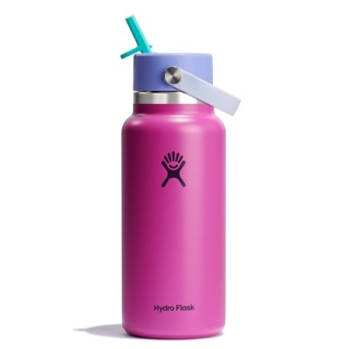 Hydro Flask 32oz Wide Mouth Flex Straw Water Bottle Holiday Punch: BPA-Free, Vacuum-Insulated, Leakproof, Dishwasher-Safe