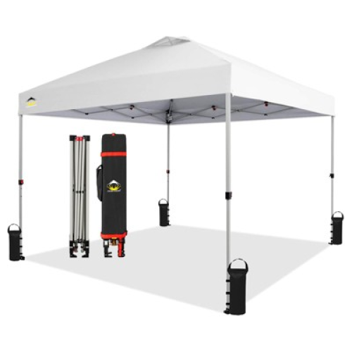 10x10 Recreational Centerlok Canopy - Sto 'N Go, Silver Coated, 150D - RM100H White