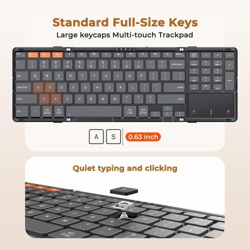 MEETION Foldable Keyboard with Touchpad, Bluetooth Keyboard, Numeric Keypad