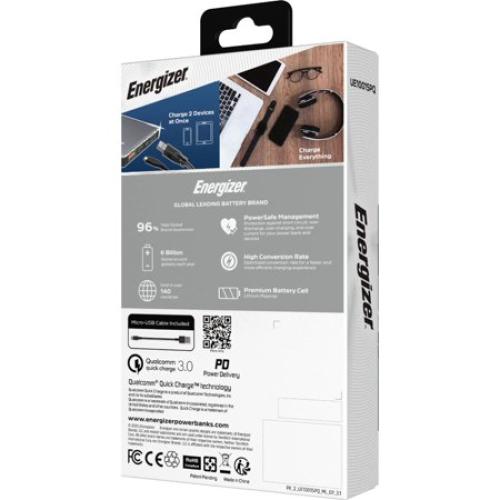 Energizer - UE10015PQ Ultimate Lithium 10,000mAh 18W Fast Charge Portable Charger/Power Bank QC 3.0 & PD 3.0 for Apple, Android & USB Devices - Gray