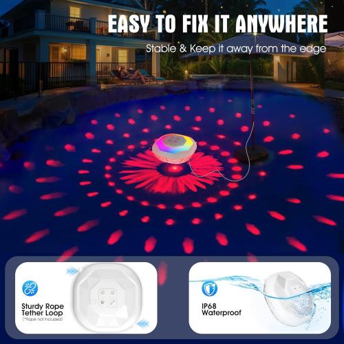 Floating Pool Lights, Pool Light that Float IP68 Waterproof, Color Changing Swimming Pool Lighting,Pool Floating Light for Inground Above Ground Pools-2PCS