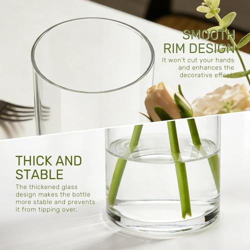 12pcs Glass Cylinder Vases for Centerpieces, 6 Inch Tall Flower Vase for Wedding Decorations, Hurricane Vases Floating Candle Holder for Table Centerpiece Wedding Home Décor