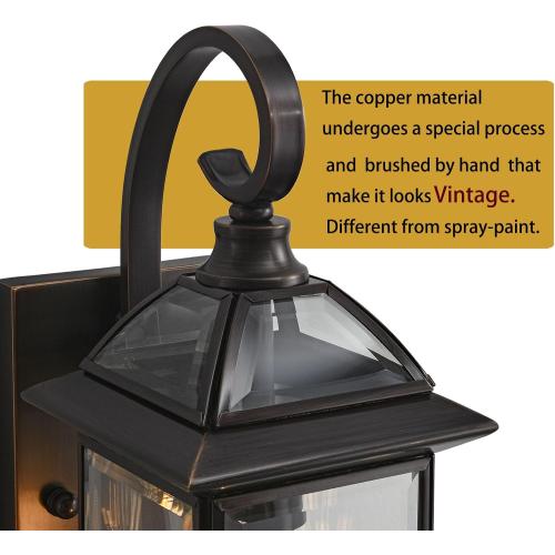 18.5in Outdoor Wall Light Oil Rubbed Bronze Porch Lantern Sconce