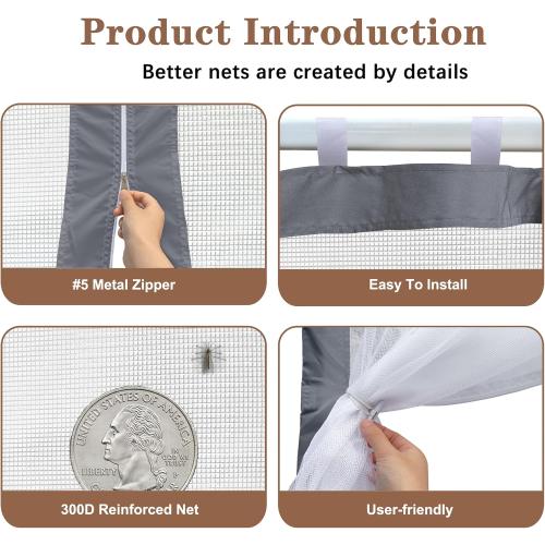 SCOCANOPY Replacement Mesh sidewall for Most 12x12 Canopy Or Gazebo,(Grey)