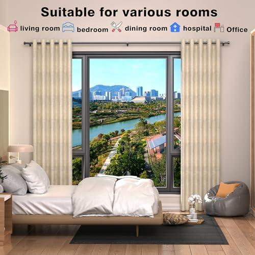 2 Pack Black Curtain Rod 17 to 58 inch for Window 48 inch, Adjustable Heavy Duty Thick Matte Black Modern 4 ft
