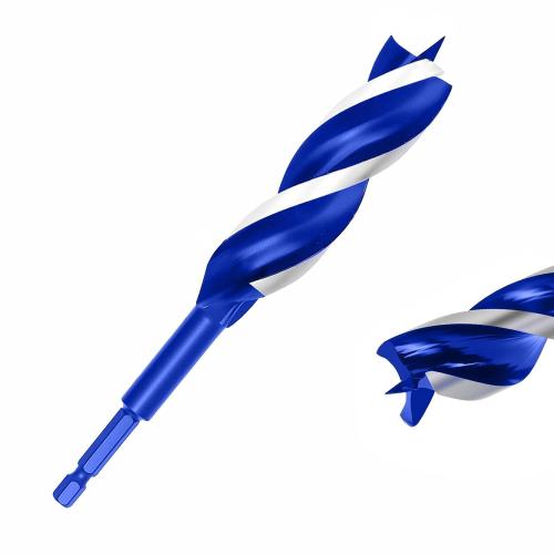 1 Inch Auger Drill Bit for Wood, 6 Long Carbon Steel Quick Change Hex Shank Wood Drill Bit for Hardwood, Softwood and Plastic (Blue)