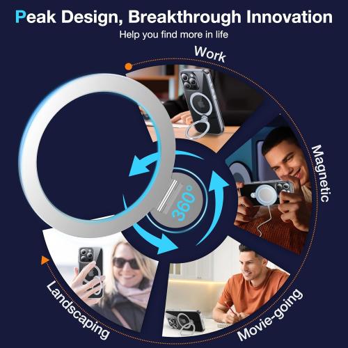 360° Rotatable Magnetic Ring for iPhone 16 Pro Case with MagSafe