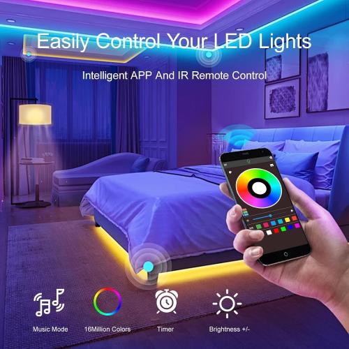HBOWMDJIA Led Lights for Bedroom 200 FT (2 Rolls 100 FT), with Remote and Application Control RGB Color Changing LED Strip Lights, Music Synchronization, Used for Room, Family, Party Decoration