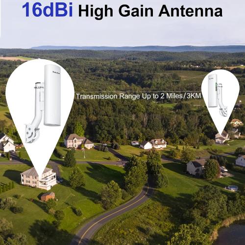 Point to Point/Multipoint Wireless Bridge Outdoor with Bracket Mount, for Star-Link WiFi Extender, IP65 Waterproof, 5.8GHz 3KM 100Mbps with 16dBi Antenna,Extend WiFi to Outdoorbulidings, 2 Pack