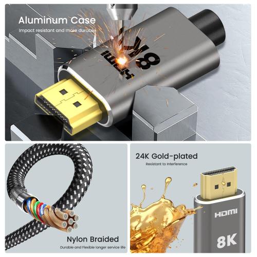 8K DisplayPort to HDMI Cable 6 ft, Uni Directional, 8K@60Hz, 4K@240Hz